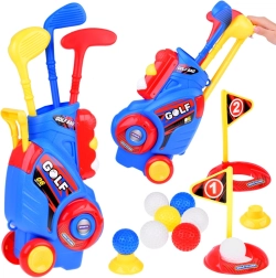Mini golf infantil: set con palos, pelotas y soporte con ruedas