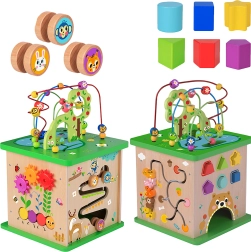TOOKY TOY cubo educativo de madera 5 en 1 con animales
