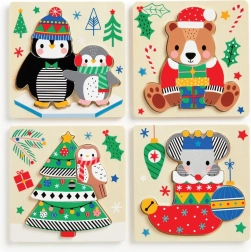 Set navideño de rompecabezas de madera para bebés 4 en 1 MUDPUPPY