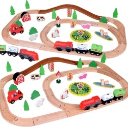 Juego de tren de madera Granja para niños