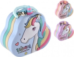 Hucha de lata – bolso con unicornio con candado 15 × 14 cm