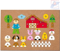 WOODY Juego de madera de golpear con martillo Animales y personas - 150 piezas