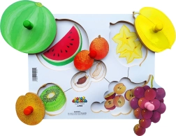 Puzle de madera de tablero de 6 piezas - Pelamos y cortamos frutas