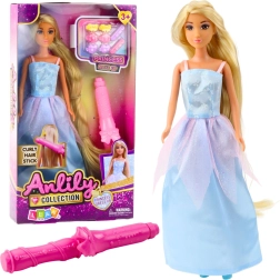 Muñeca Anlily con vestido de gala azul y accesorios para peinar el cabello