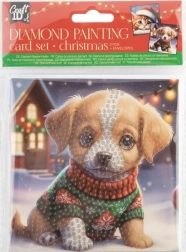 Pintura con diamantes: tarjeta navideña Perro y gato de 13 × 13 cm (set CRAFT ID)
