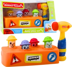 Martillo interactivo con topos luminosos – juguete de construcción para niños