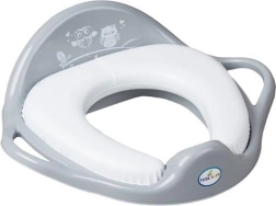 Asiento infantil de WC suave con búhos, gris