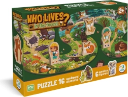 Puzzle de madera ¿Quién vive en el bosque? 16 piezas
