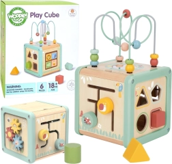 Cubo de actividades de madera WOOPIE GREEN – clasificador educativo multifunción