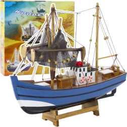 Modelo de barco pesquero decorativo azul 30x26 cm