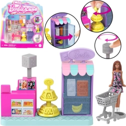 Mini supermercado Mini Barbie Land con muñeca y caja registradora