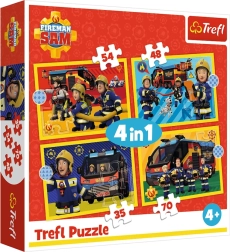 Puzzle 4en1 BOMBERO SAM – bomberos en salida (35, 48, 54, 70 piezas) Trefl