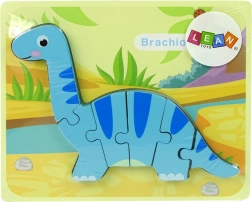 Puzle de madera dinosaurio braquiosaurio azul