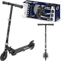 Patinete infantil plegable EVO Light Flash con barra de manillar ajustable, negro, plataforma luminosa