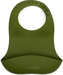 Babero de silicona New Baby verde oliva