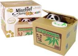 Hucha de ahorro panda con casita de bambú
