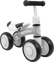 Bicicleta sin pedales infantil PETTYTRIKE de cuatro ruedas – Blanco