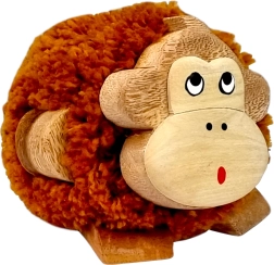 Mono de madera con pompón XL