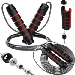 Cuerda para saltar de acero ajustable con rodamientos y mangos de espuma 3 m