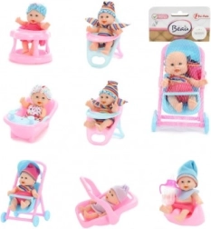 Muñeca bebé con accesorios 11 cm – muñeca de plástico con cuerpo rígido