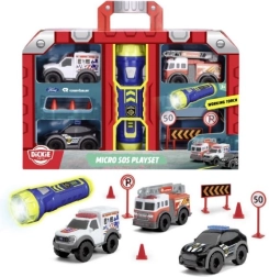 Micro set SOS con linterna – mini bomberos, policía y ambulancia