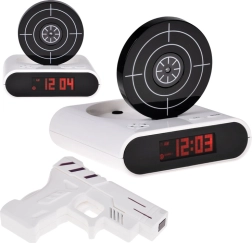 Despertador con diana de tiro y pistola, juego y grabación de alarma