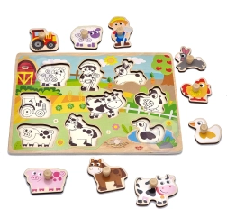 Woopie Green puzzle encajable de madera granja con asas