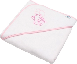 Toalla infantil de rizo con capucha y bordado New Baby 80 × 80 cm – blanca elefantito