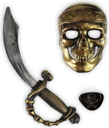 Set de disfraz de pirata con máscara, parche y espada