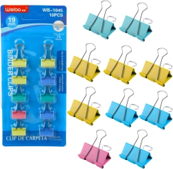 Juego de clips de oficina de colores 19 mm, 10 uds.