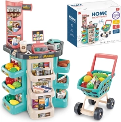 WOOPIE supermercado infantil con caja registradora, escáner y carrito de compras – 47 accesorios
