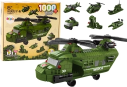 Set de construcción de helicóptero militar verde de 1000 piezas