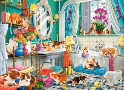 Puzzle Baño loco de mascotas domésticas 100 piezas CASTORLAND