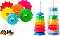 Fat Brain torre con discos giratorios SpinAgain – colorido juguete apilable motriz