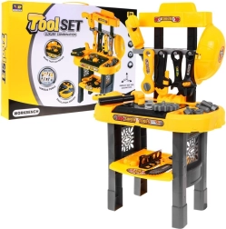 Gran mesa de trabajo infantil con herramientas y engranajes, 23 piezas (3+)