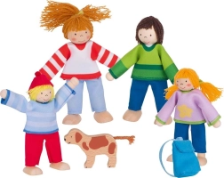 Goki camping familiar – figuritas de madera flexibles para casita
