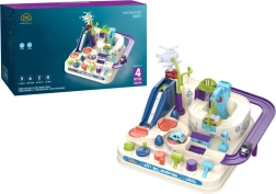 Pista interactiva de obstáculos para niños con cuatro cochecitos