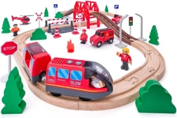 Vía de tren de bomberos de madera 60 piezas
