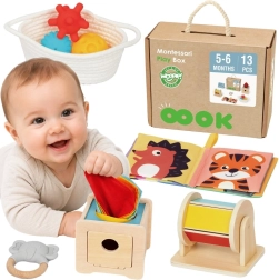 Woopie Green caja sensorial Montessori 6 en 1 para niños de 5 a 6 meses - 13 piezas