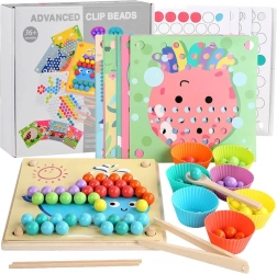 Mosaico Montessori con bolitas de madera – rompecabezas educativo