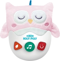 Búho de peluche roly‑poly con efectos