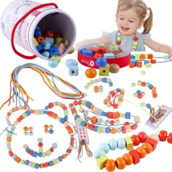 Classic World Cuentas de Madera para Enhebrar - 96 uds