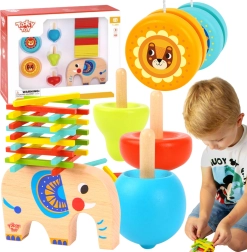 Juego de madera – elefante, mikado, peonza y yo-yo 46 uds TOOKY TOY