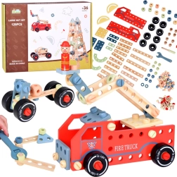 Juego de construcción de madera creativo 129 piezas