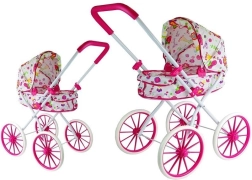 Cochecito para muñecas rosa con flores
