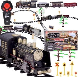 Gran tren retro con locomotora por control remoto con luz y vapor