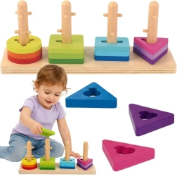 Encajable y ensartable de madera Tooky Toy con formas geométricas