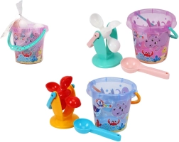 Set de plástico para arena y agua con cubo y molino en malla 17 × 16 cm