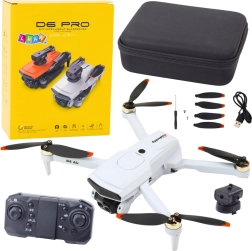 Dron D6 Pro con cámara e iluminación LED, control mediante app – Gris claro