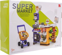 Mega supermercado con carrito y accesorios para niños